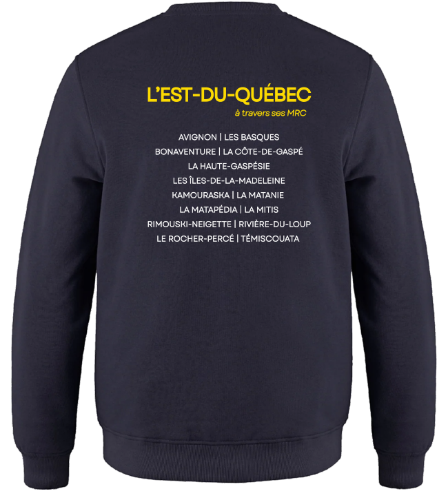 JDQ EST-DU-QUÉBEC - L00540 Chandail à col rond en molleton pour adultes - SE. S16126 (AVG) - SE. S16127 (DOS)