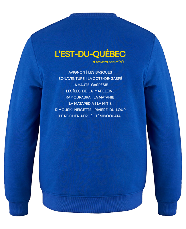 JDQ EST-DU-QUÉBEC - L00540 Chandail à col rond en molleton pour adultes - SE. S16126 (AVG) - SE. S16127 (DOS)