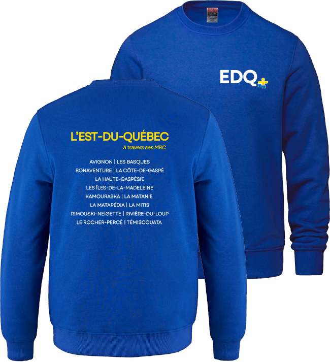 JDQ EST-DU-QUÉBEC - L00540 Chandail à col rond en molleton pour adultes - SE. S16126 (AVG) - SE. S16127 (DOS)